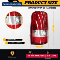 Tail Light W/O Bulbs Compatible with 2000-2006 Suburban 1500 2500 Tahoe Yukon Re