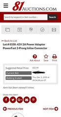 EVAPLUS 42V 2A Power Adapter PowerFast 3-Prong Inline Connector for Pocket Mod S