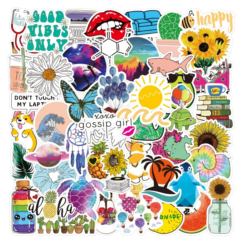 50 Pack of VSCO Stickers for Laptop/Water Bottle/Phone Case