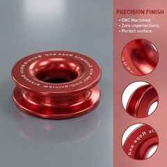 Car Winch Snatch Recovery Ring, Aluminum Alloy Vehicle Snatch Block Pulley Red