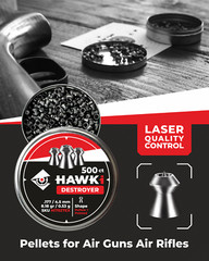 Hawki Airgun Pellets .177 / 4.5mm Caliber 8.18 gr /0.53 g 500 ct Hollow Pointed
