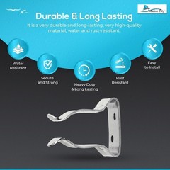 MARINE CITY Stainless Storage Clips Hook Clamp 1-1/8″–1-1/2″ Boat (Pack of 2)