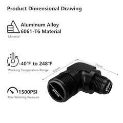 8AN to 3/4″ NPT 90 Degree Black Aluminum Male Fitting YZSTL-8AN-3/4NPT-90