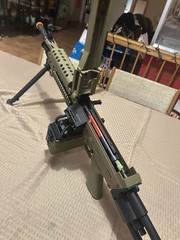 Cybergun x FN M249 MINIMI «Featherweight» Airsoft Machine Gun W/ A&K 1500rd Box