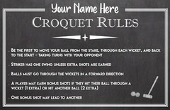 LAMINATED PERSONALIZED CROQUET RULE SIGN POSTER WEDDINGS & EVENTS BACKYARD GAMES