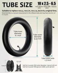 GLDYTIMES 10 inch Scooter Tire 10X2.5 60/70-6.5 10 x 2.50, inner tire*1