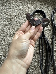 Full Size Silverleaf Brown Leather English Bridle “V” Bling Browband & Reins SHM
