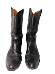 Cowboy Boots For Men Elegant Black Textured Leather Made In Spain 11 1/2D