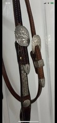 Sterling Silver Overlay Buckles Leather Show Headstall