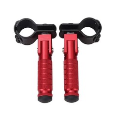 M8 90° Foldable Motorcycle Foot Pegs, CNC Aluminum Alloy & Anti-Skid Red