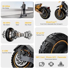 Ausom Laluz 2 Pro Dual Motor Electric Scooter for Adults,2000W Peak Power E-bike