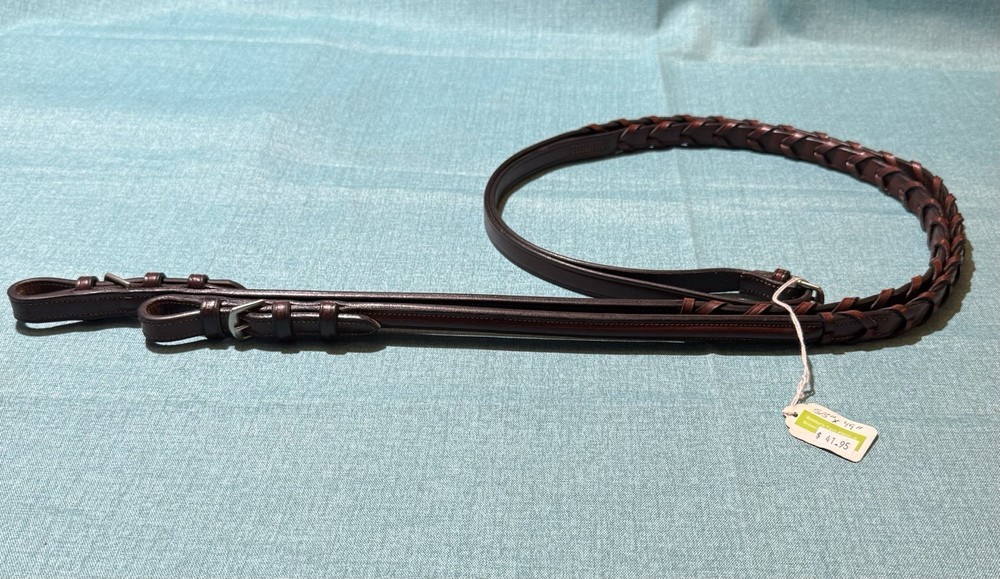 Bobby’s 5/8”x49” Brown Raised With Buckle Leather Laced Snaffle Reins #932-B
