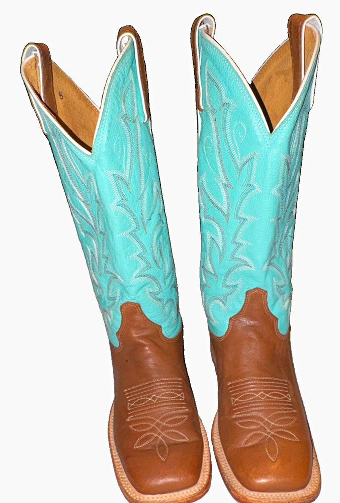 Justin Boots Women’s Brown Western Boots Turquoise Square Toe Size 7 B