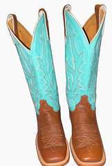Justin Boots Women’s Brown Western Boots Turquoise Square Toe Size 7 B