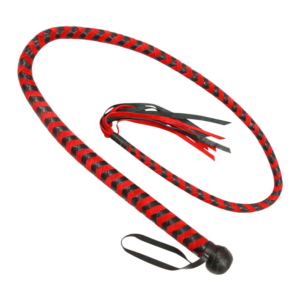 Cow Hide Leather BULL WHIP 04 Feet Long 12 Plaits Red/Black Indiana Jones Whip