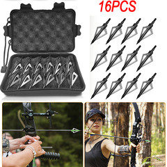 16Pcs 100Grain 3Blade Hunting Archery Broadhead Compound Bow Fixed Arrowhead Tip
