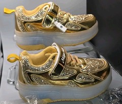 LED Light Up Roller Skate Shoes Glitter Gold Woowyet Size 12 Little Kid EUR 30