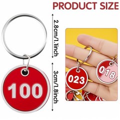 1-100 Numbered Key Tags—Aluminum Alloy Metal—30mm Durable ID—Red