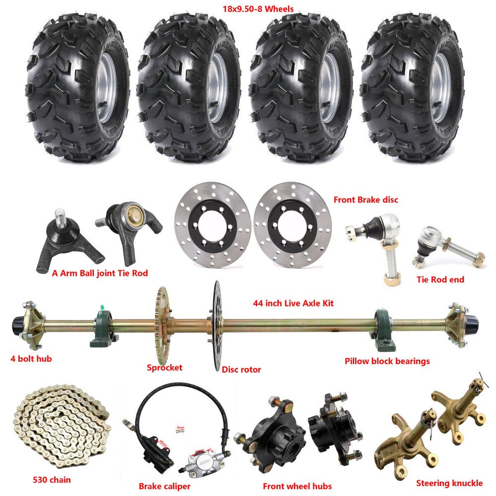 44 in Go Kart Rear Live Axle Kit Wheels Fun Cart Yard Build DIY 4 Wheelers Trike
