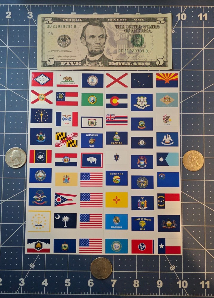 50 US State Flags Stickers
