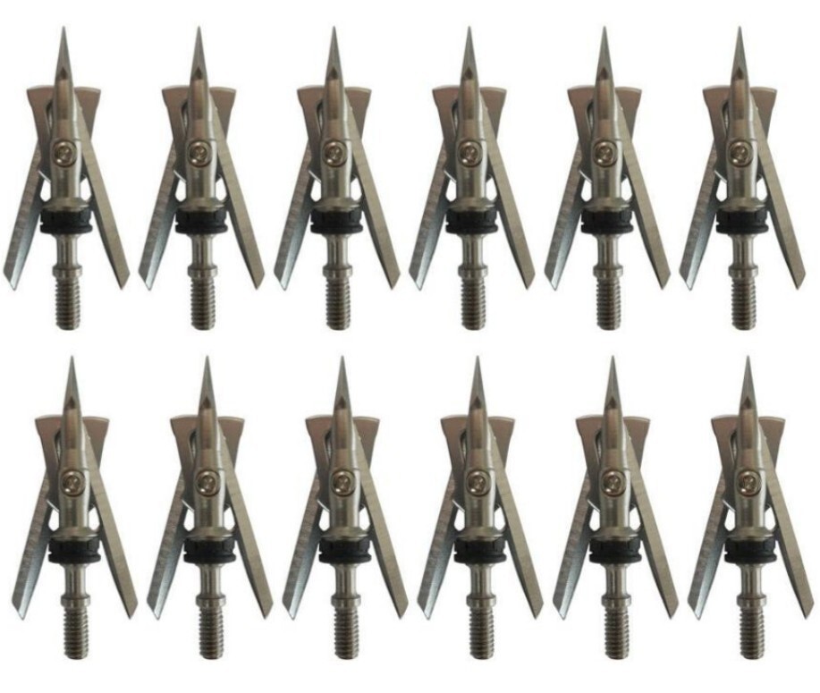 12pcs Rage Hypodermic Trypan 2 Blade 100 Grain Cut Dia Expandable broadheads