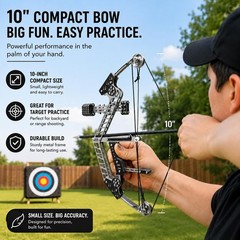 Stainless Steel Compound Bow Set with 10 Arrows, Metal Frame, Target Training, B