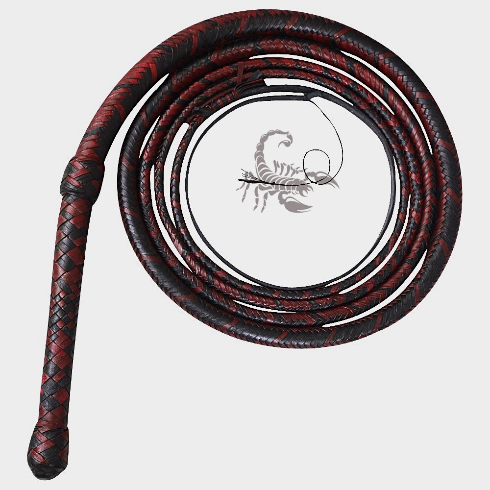 Handmade Bull Whip 04 Feet 16 Strands Real Cowhide Leather Equestrian Bullwhip