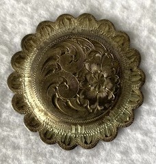 Vintage Antique 1-3/4″ Solid STERLING Silver Scalloped Concho~Navajo or Western