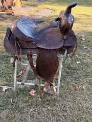 14” Simco 7400 Tooled Leather Saddle FQHB