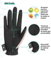 Women’s Equestrian Riding Gloves Leather Mittens for All Seasons