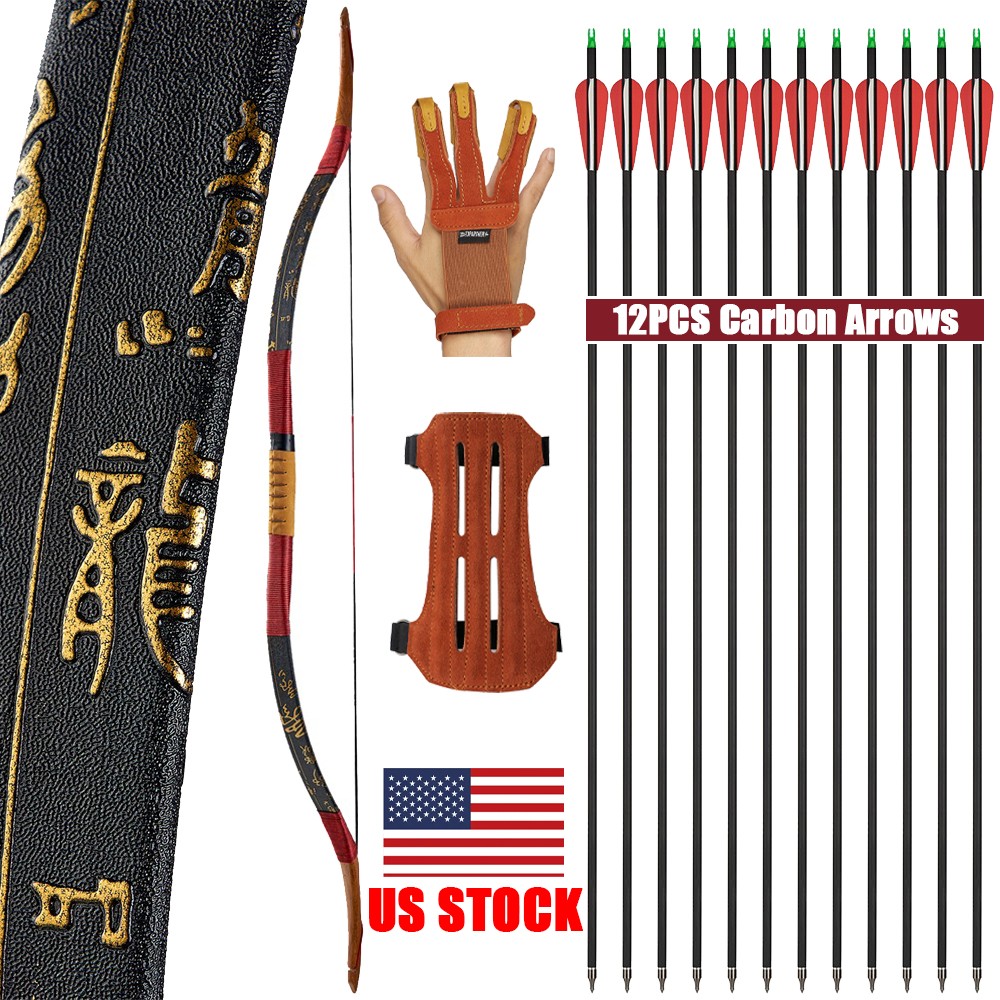 Archery Traditional Recurve Bow 15-50lb Mongolian Horse Bow Hunting Arrow Target