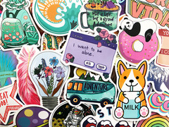 100 Cool Mixed Colors Sticker Lot Fun Pack Skateboard Laptop Car Decals