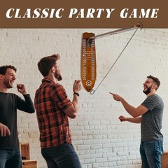 Walnut Ring Toss Game with Foldable Arm Indoor Outdoor Fun Durable Wood Metal