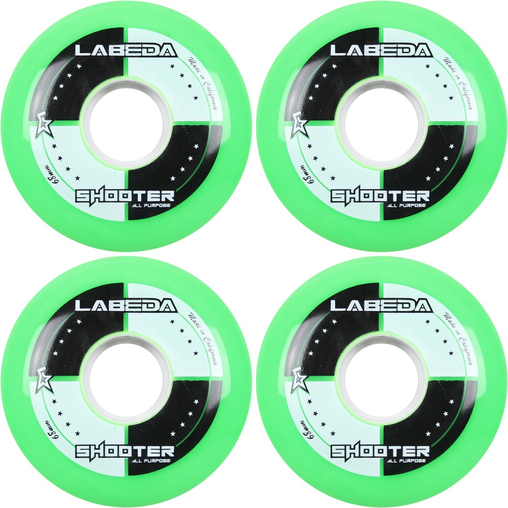 Labeda Shooter Inline Roller Hockey Wheels GREEN 68mm Indoor Outdoor 4 Pack
