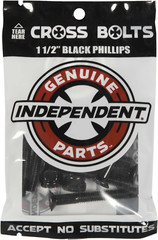 Genuine Parts Cross Bolts Standard Phillips Skateboard Hardware (Black/Black, 1