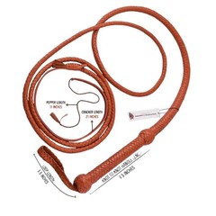 Genuine Cowhide Leather Bullwhip 04 Feet Long 12 plaits Tan Heavy Duty Whips
