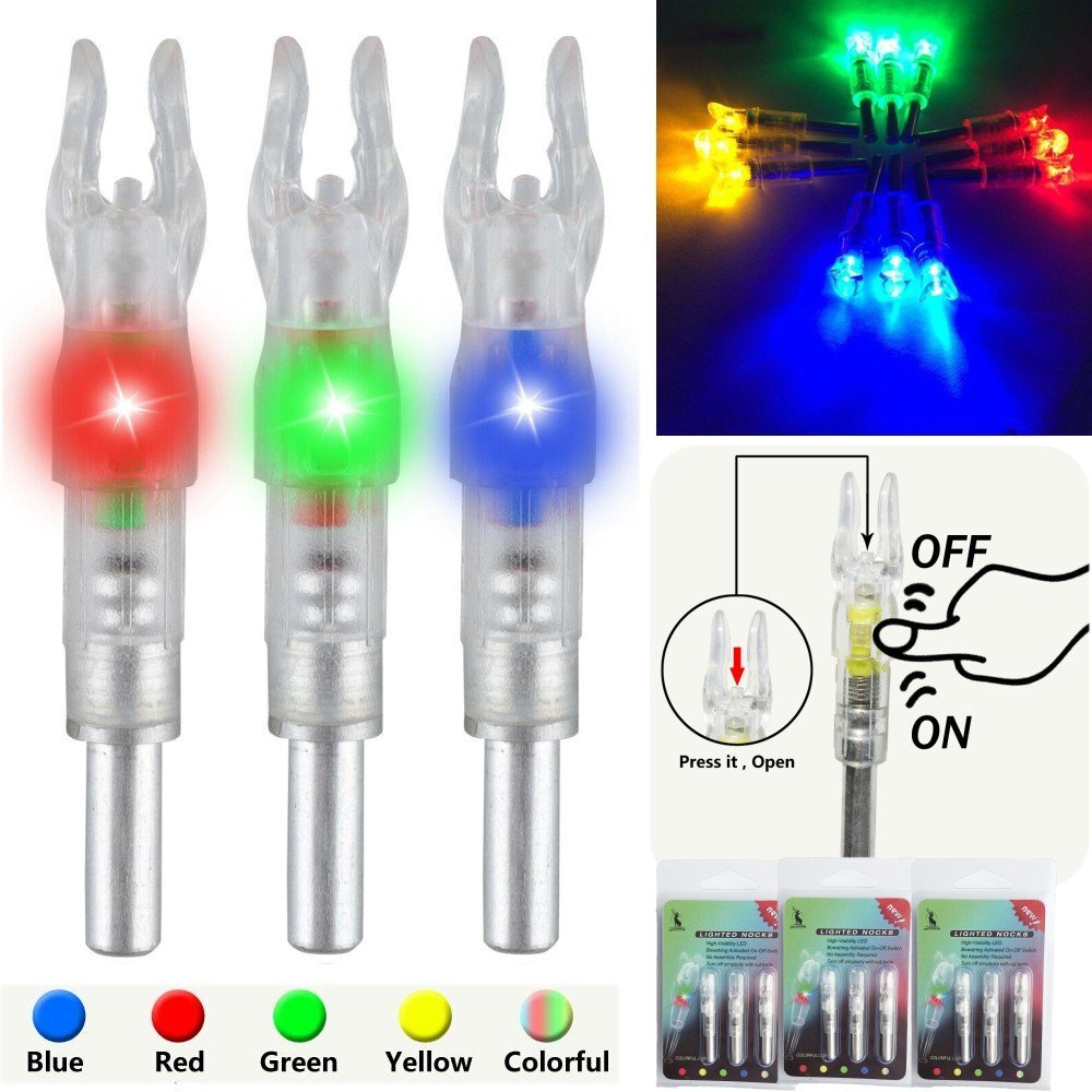 3/6/12Pcs Automatic LED Lighted Nocks Archery Arrows ID 6.2mm Arrow Nock Tail