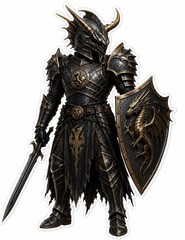 Dragon Knight Sticker Fantasy Warrior Vinyl Decal Medieval Armor Gothic