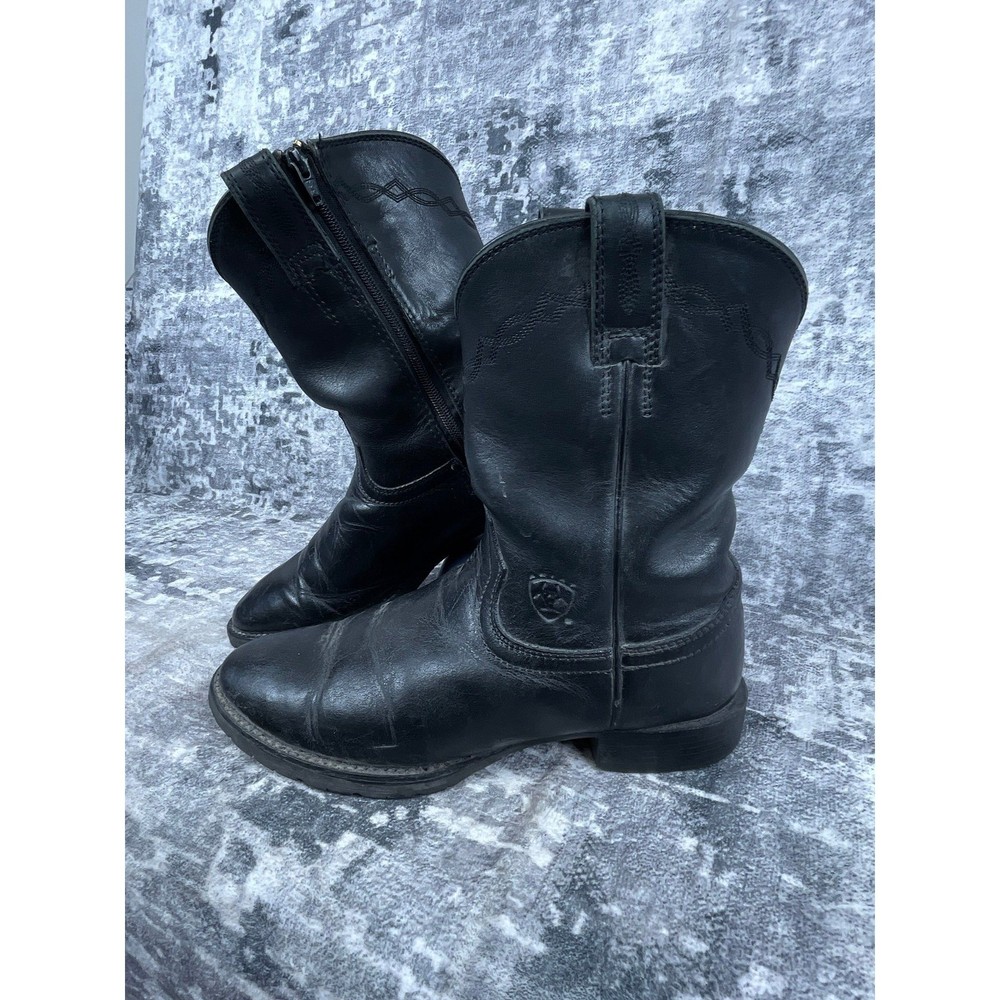 Ariat 9.5 D Black Heritage Roper Boots Mens Leather Western Cowboy Side Zip