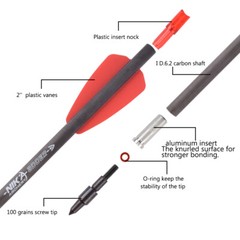 12pcs 7.5″inch Crossbow Bolts Carbon Arrows 2″ Vanes Sports Crossbow Hunting NEW
