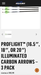 7 each – 16.5” – EXCALIBUR ProFlight w/Beacon Nocks – Illuminated Carbon Arrows