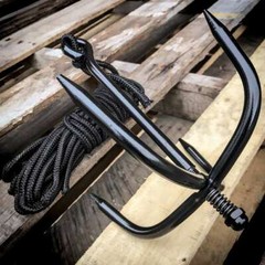 Grappling Hook + Cord Rope Black Stainless Steel Outdoor Climbing Ninja Survival