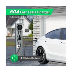 50A Level 2 Tesla EV Charger with NACS Connector, Smart App Control, Large Di…