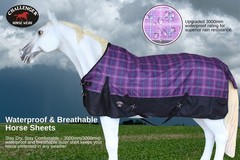 Challenger 1200D Turnout Waterproof Rain Light-Weight Sheet Plaid Horse Blanket