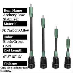 6 8 10 12 Inch Stabilizer Carbon Rod Archery Bows Balance Bar Shock Absorber