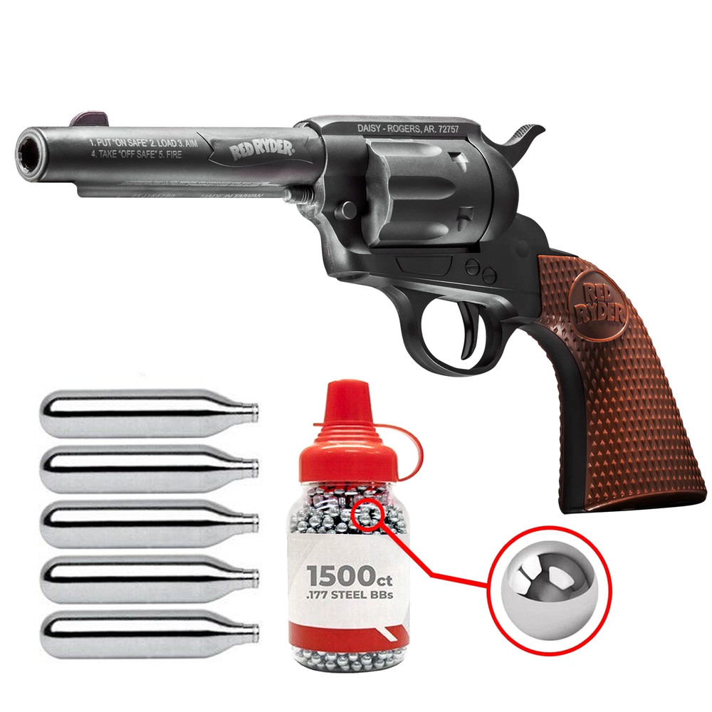 Daisy Red Ryder Revolver .177 Cal Air Pistol CO2 BB Gun w/ 1500 BBs & 5 CO2