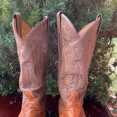Tony Lama Vintage Exotic Ostrich Patchwork Leather Cowboy Boots Size 8.5 D