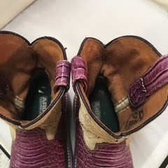 Ariat Fatbaby Western Boots Kids Size 12 Purple Croc Print Suede Embroidery