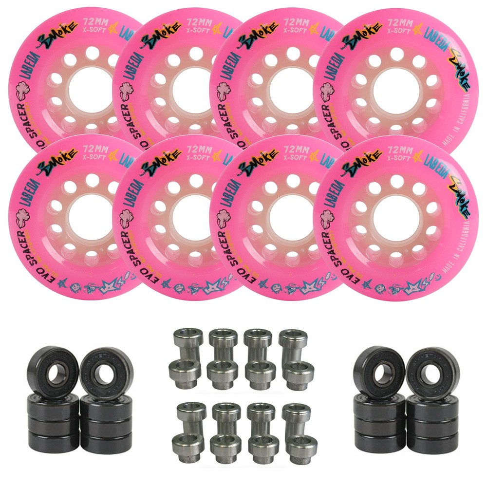 Labeda Smoke Evo Roller Hockey Wheels – 8-Pack with Evo Spacers and Hybrid Cera