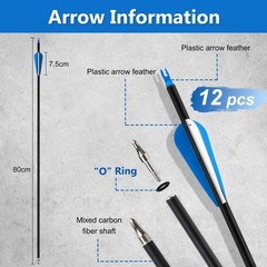 Recurve Bow & Arrow Set 30-40lbs Right-Handed Archery Kit with Carbon Arrows & A